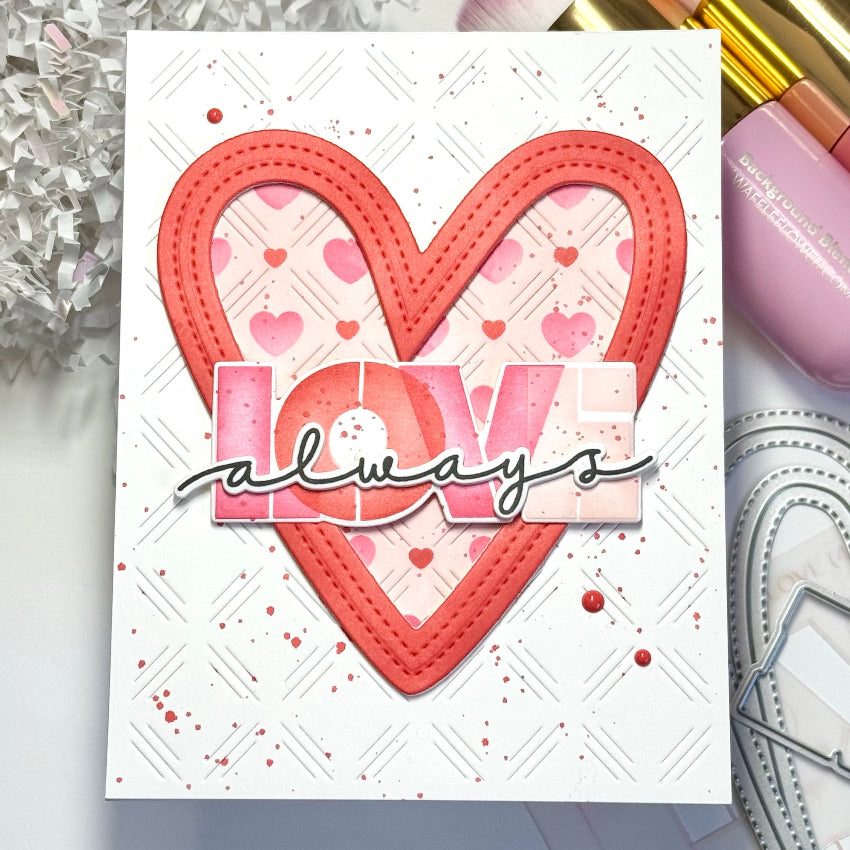 Waffle Flower Dashed Lattice Hearts Stencil and Dashed Lattice Texture Die Set love