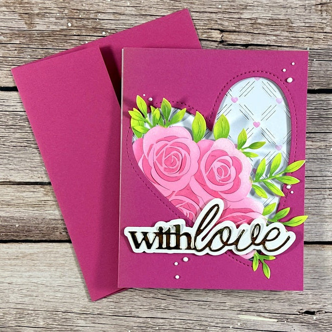 Waffle Flower Dashed Lattice Hearts Stencil and Dashed Lattice Texture Die Set with love