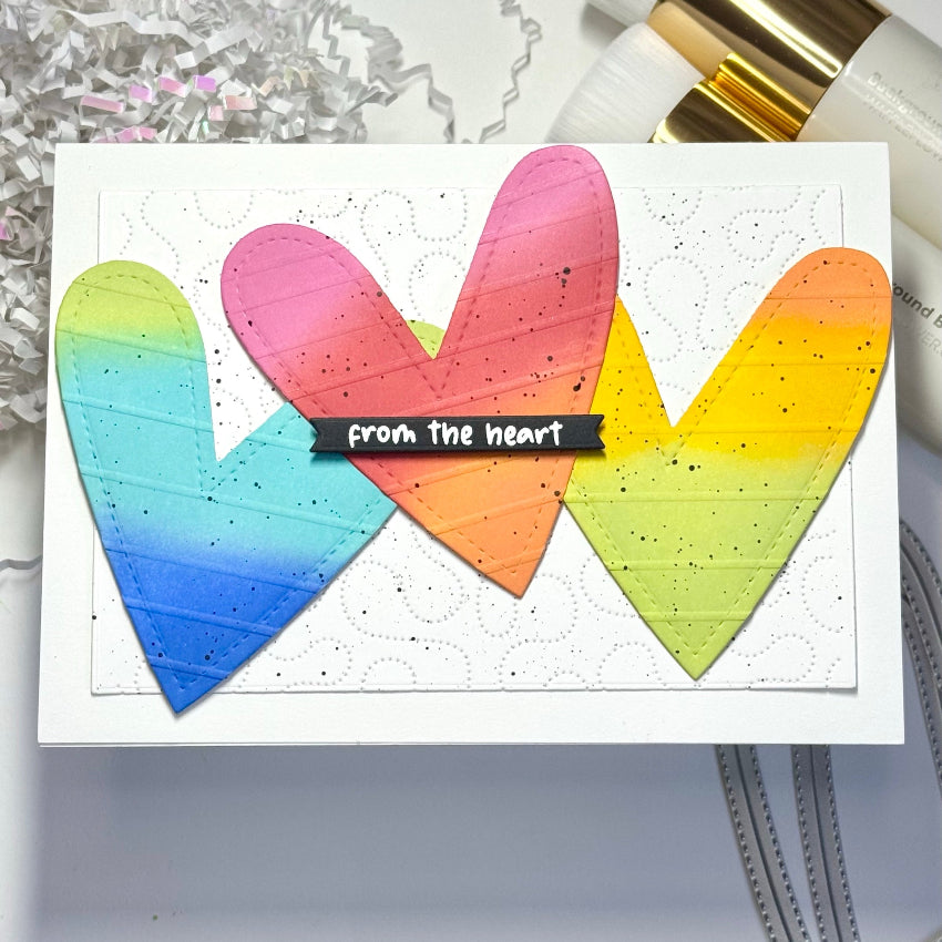 Waffle Flower Double Stitched Hearts Die 422320 rainbow