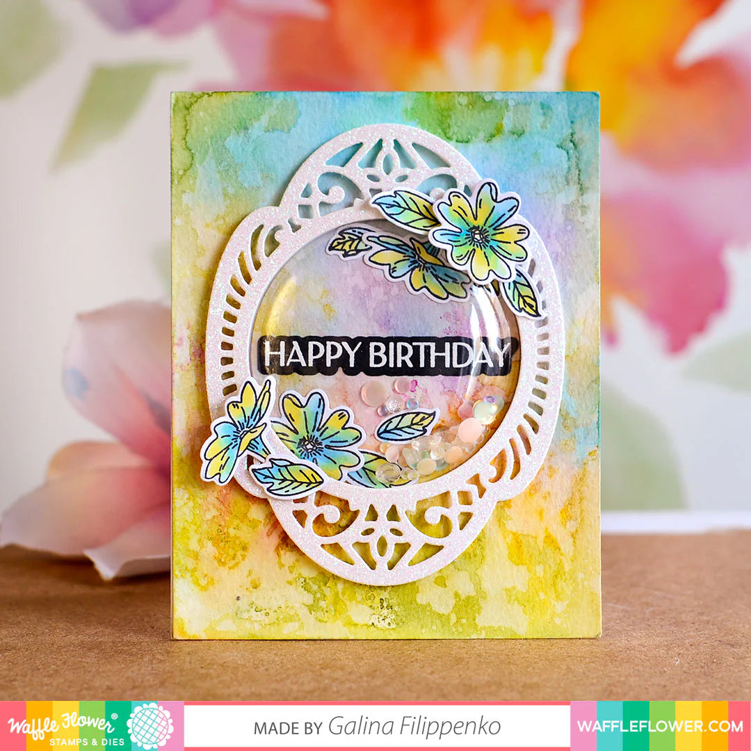 Waffle Flower ELEGANT SENTIMENTS Dies 420952 happy birthday