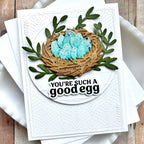Waffle Flower Egg Hunt Sentiments Clear Stamp and Die Set bird nest