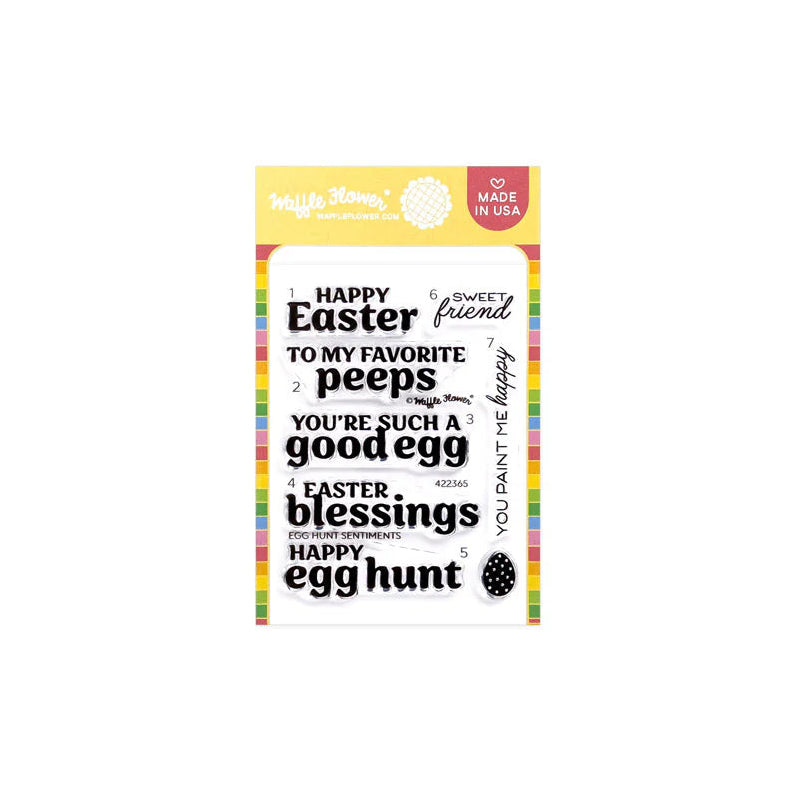 Waffle Flower Egg Hunt Sentiments Clear Stamp and Die Set image 1