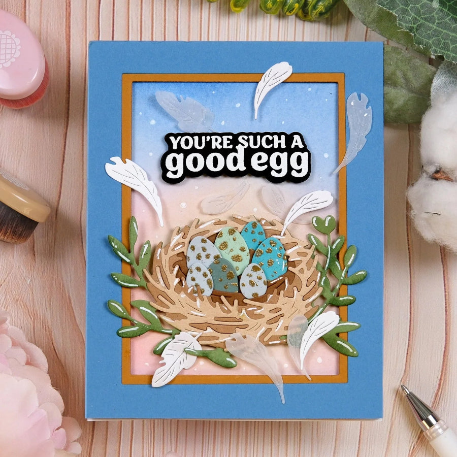 Waffle Flower Egg Hunt Sentiments Matching Dies 422366 decorated spotted eggs