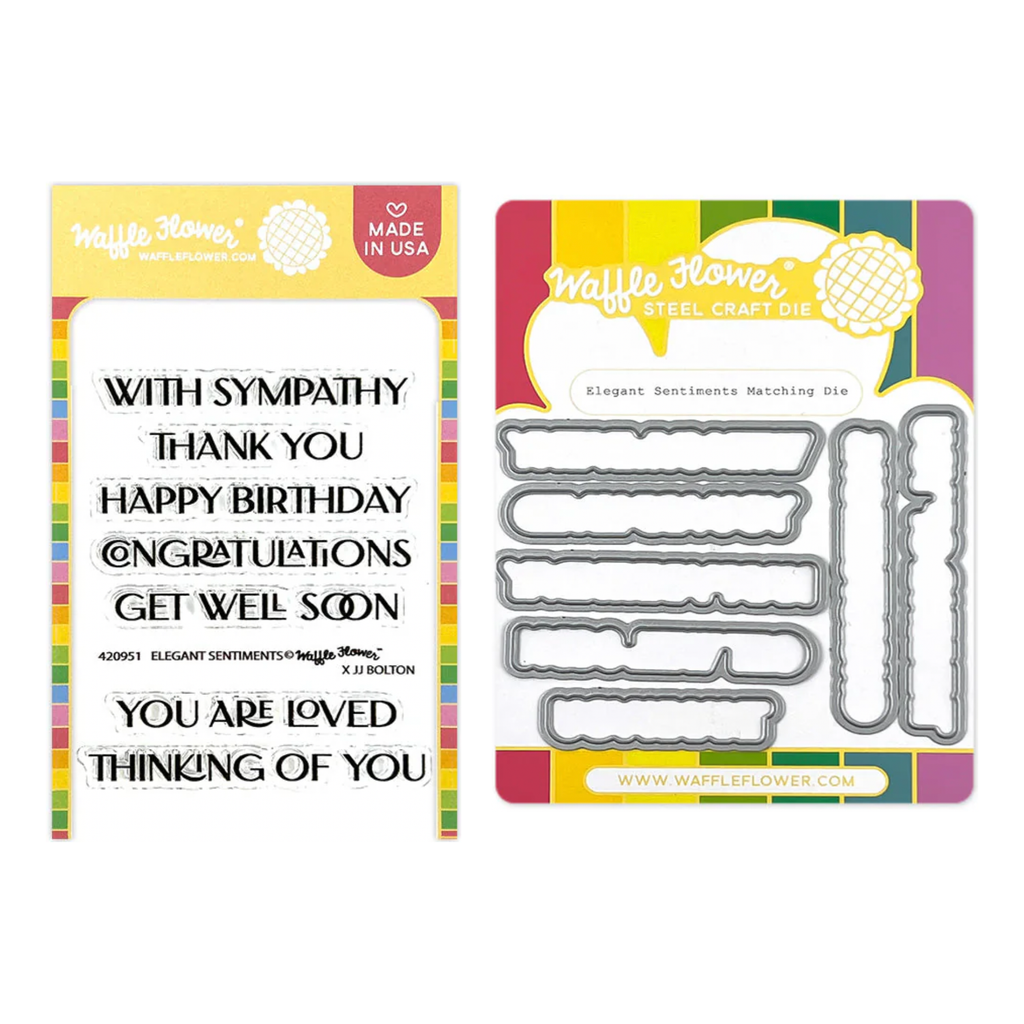 Waffle Flower Elegant Sentiments Clear Stamps and Die Set wfc951

