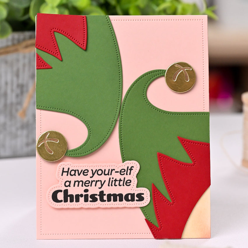 Waffle Flower Elf-tastic Sentiments Clear Stamp and Die Set bells
