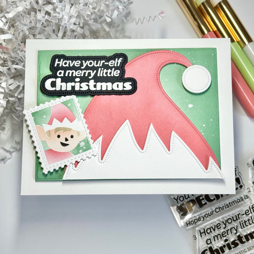 Waffle Flower Elf-tastic Sentiments Piercing Matching Dies 422124 christmas
