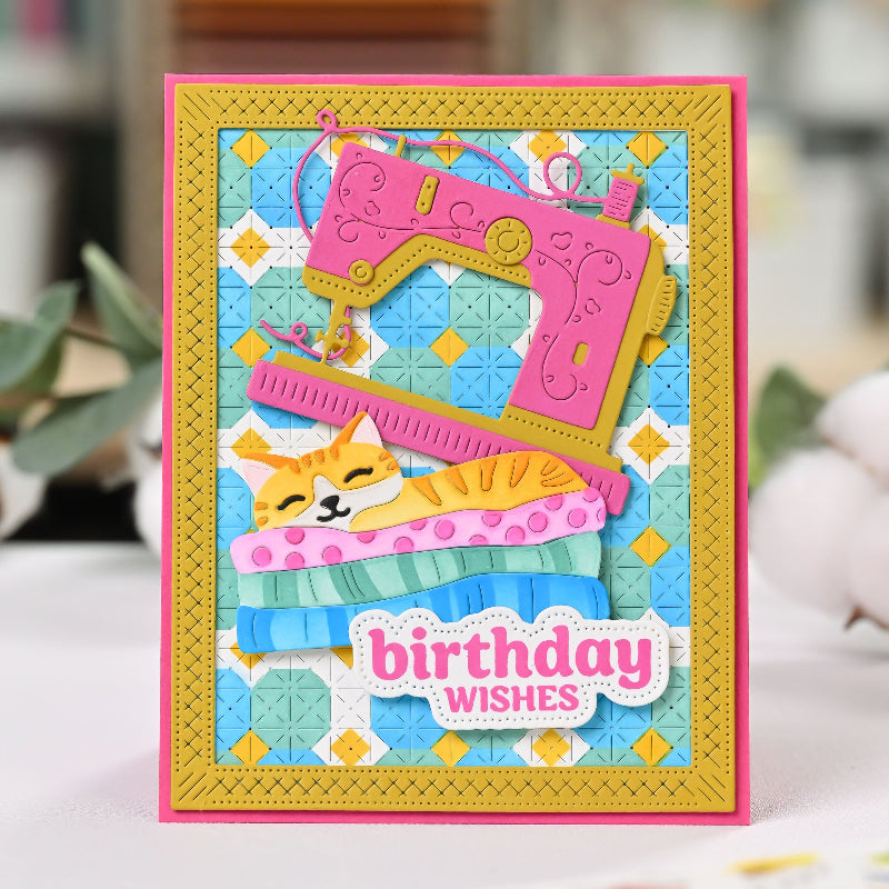 Waffle Flower Fabric Lover Die n stencil 422034 birthday wishes