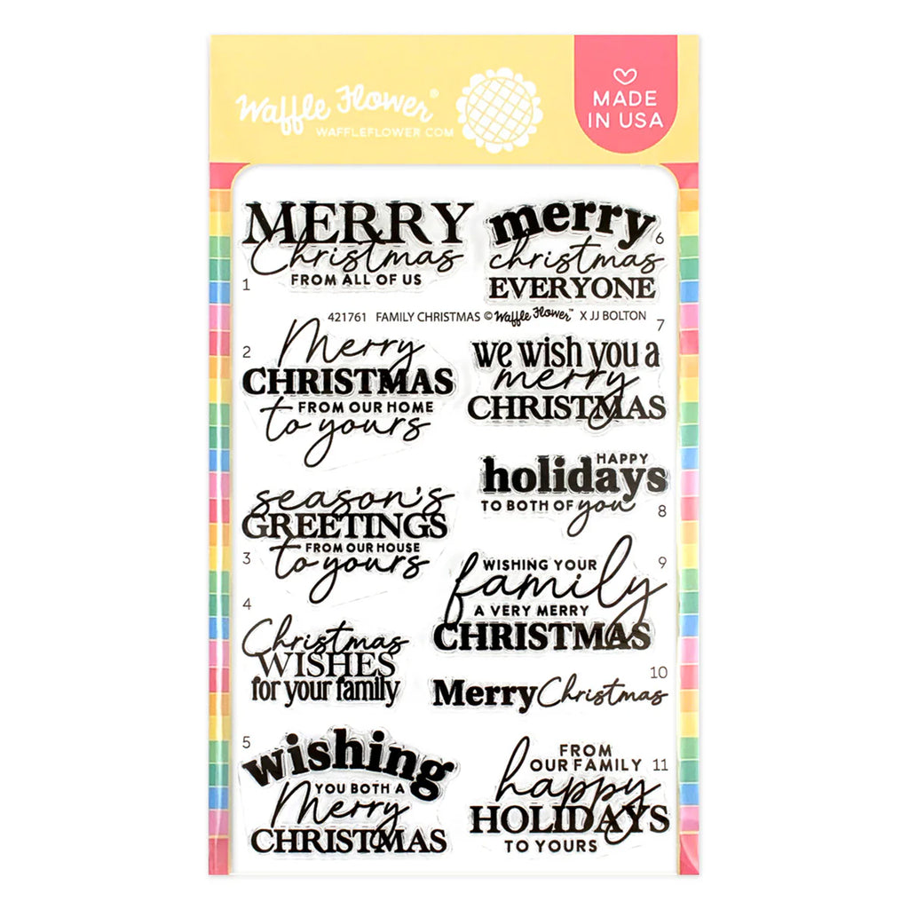 Waffle Flower Family Christmas Sentiments Clear Stamp and Die Set wfc1761 product image 1