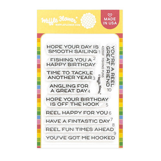 Waffle Flower Fishing Puns Clear Stamps 422559