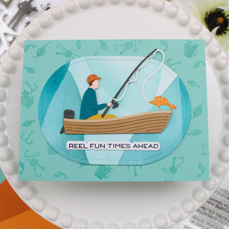 Waffle Flower Fishing Puns Clear Stamps 422559 fun times ahead card
