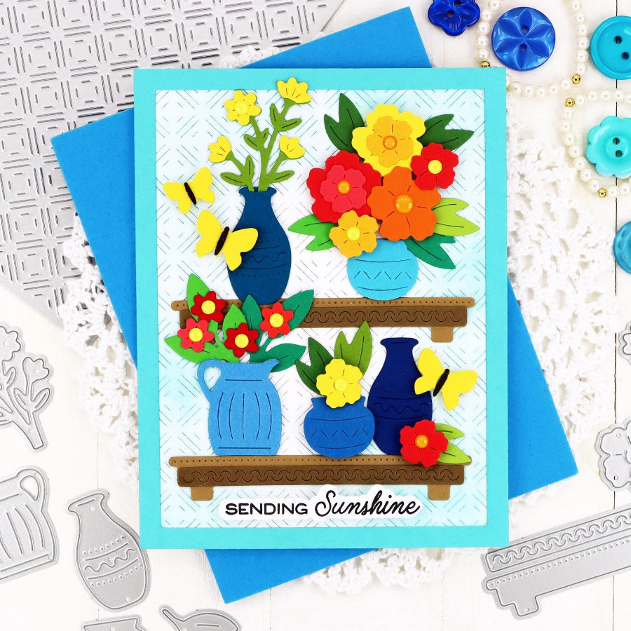 Waffle Flower Floral Shelf Dies 422368 colorful flowers