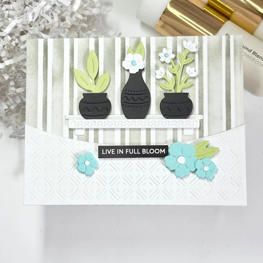 Waffle Flower Floral Shelf Dies 422368 striped background
