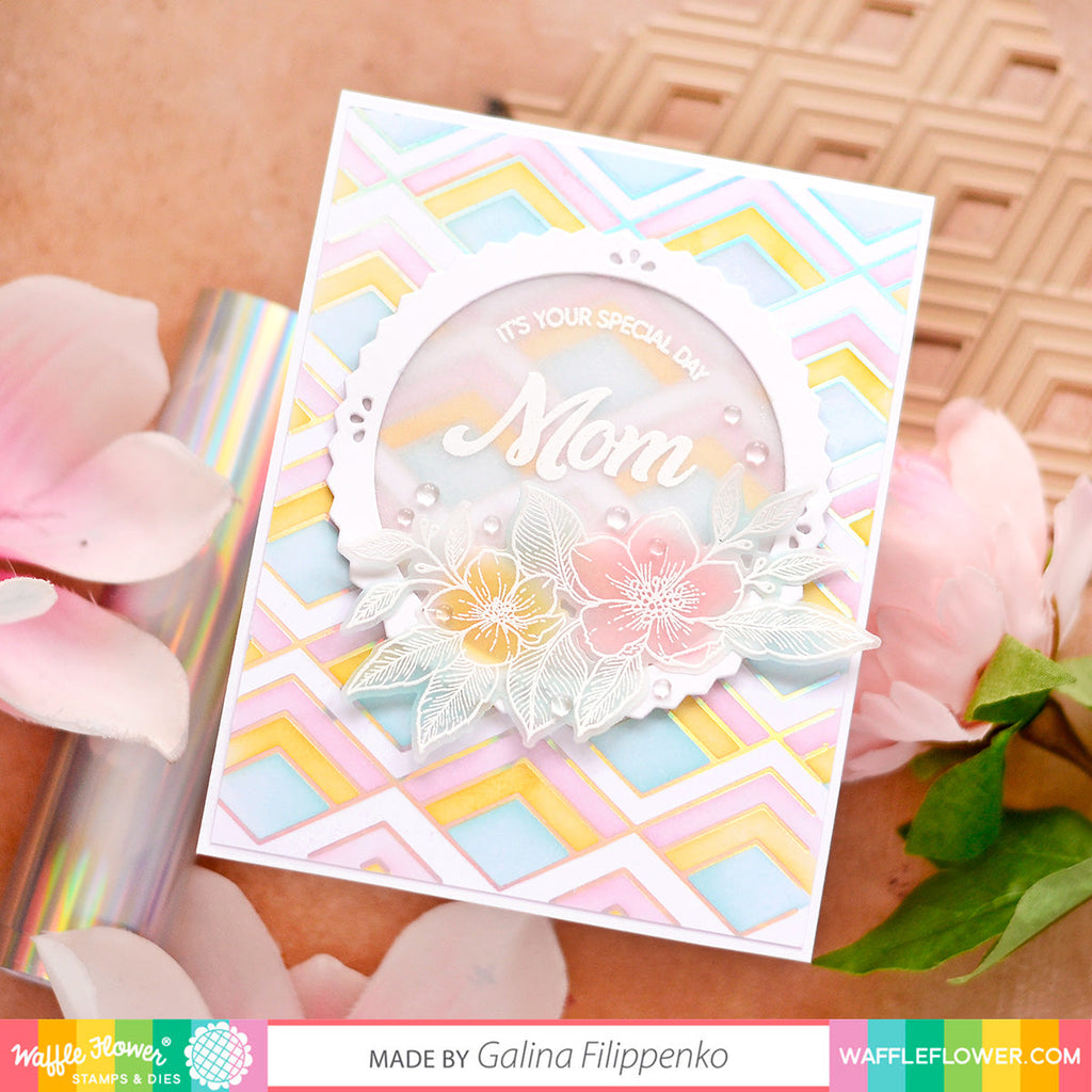 Waffle Flower For The Ladies Clear Stamp and Die Set WFC1331 mom