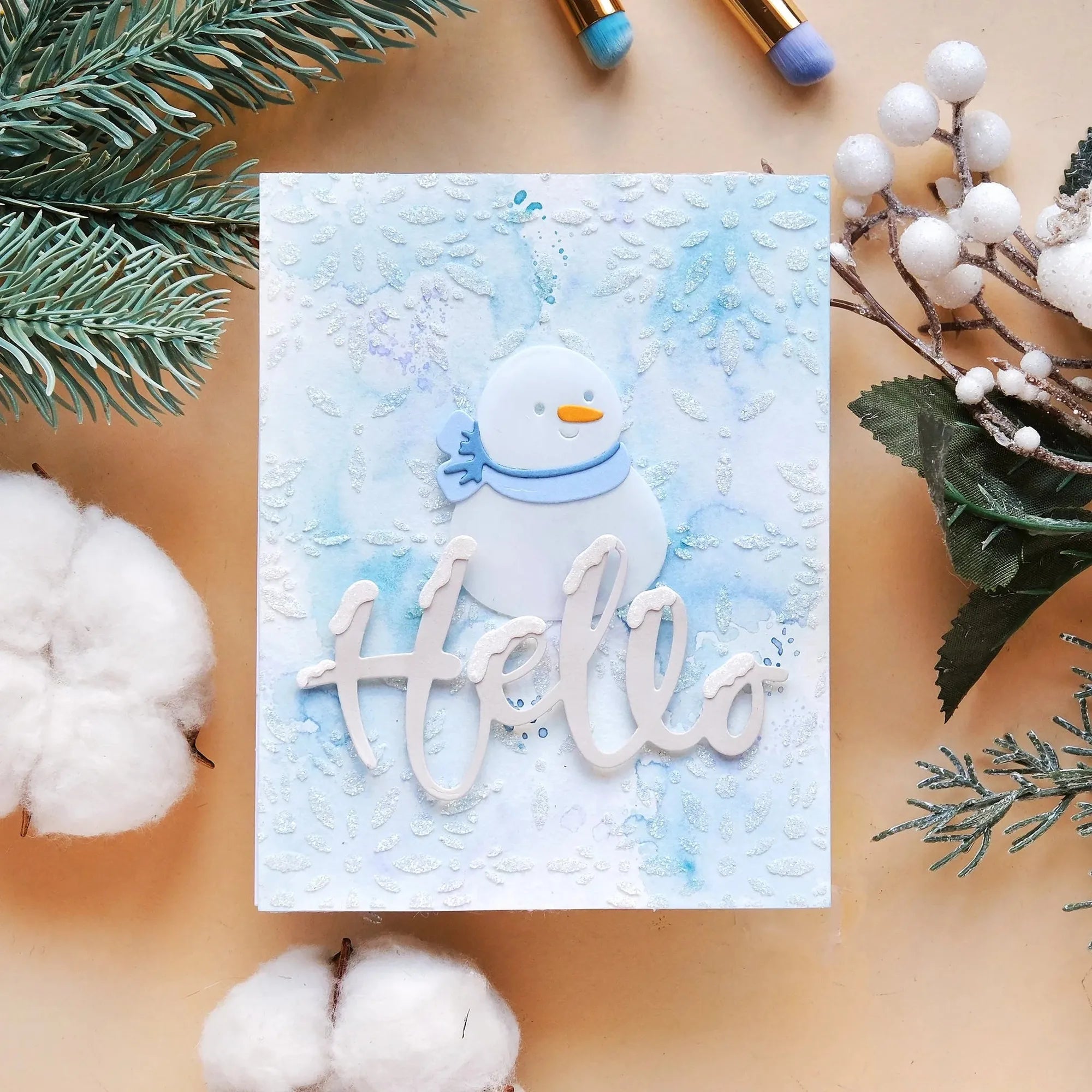 Waffle Flower Frosty Background Stencil 421885 snowman