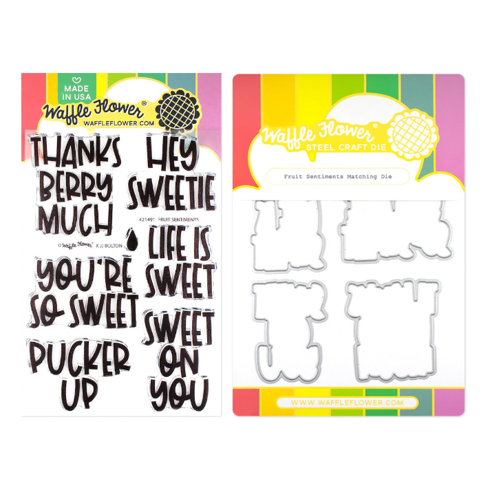 Waffle Flower Fruit Sentiments Clear Stamp and Die Set WFC1491