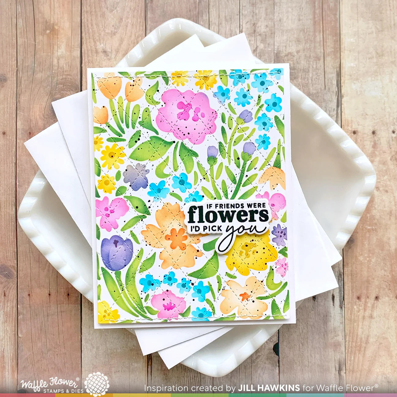 Waffle Flower Full Bloom Sentiments Clear Stamps 421611 flowers