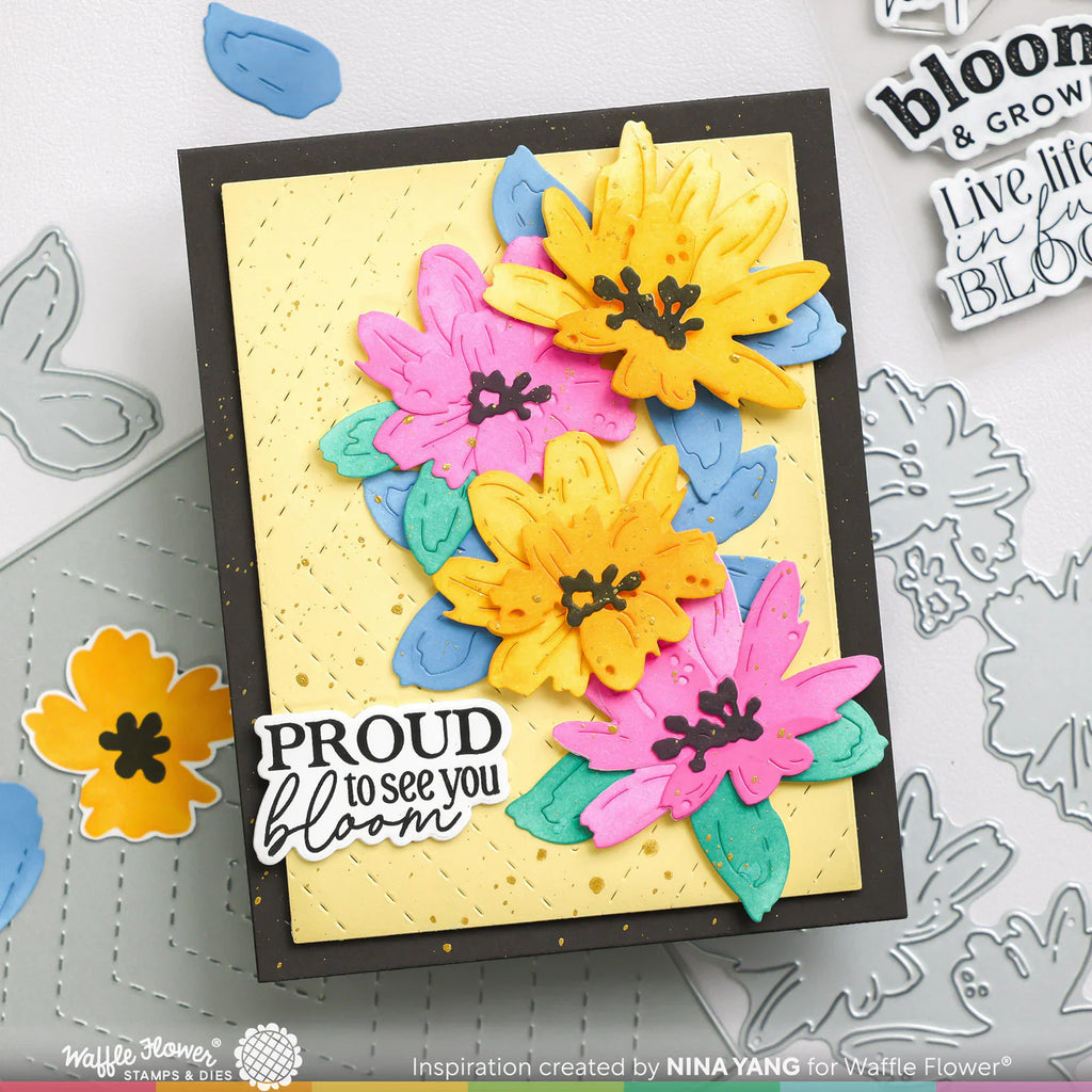 Waffle Flower Full Bloom Sentiments Clear Stamps 421611 proud