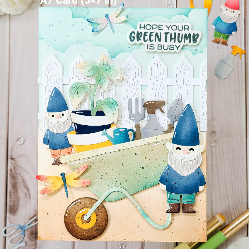 Waffle Flower Garden Backdrop Dies 422489 blue gnomes