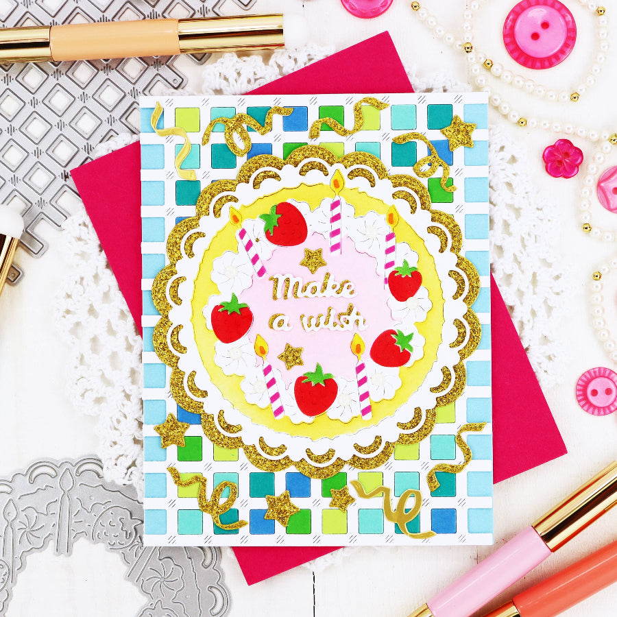 Waffle Flower Gingham Die 421487 strawberries