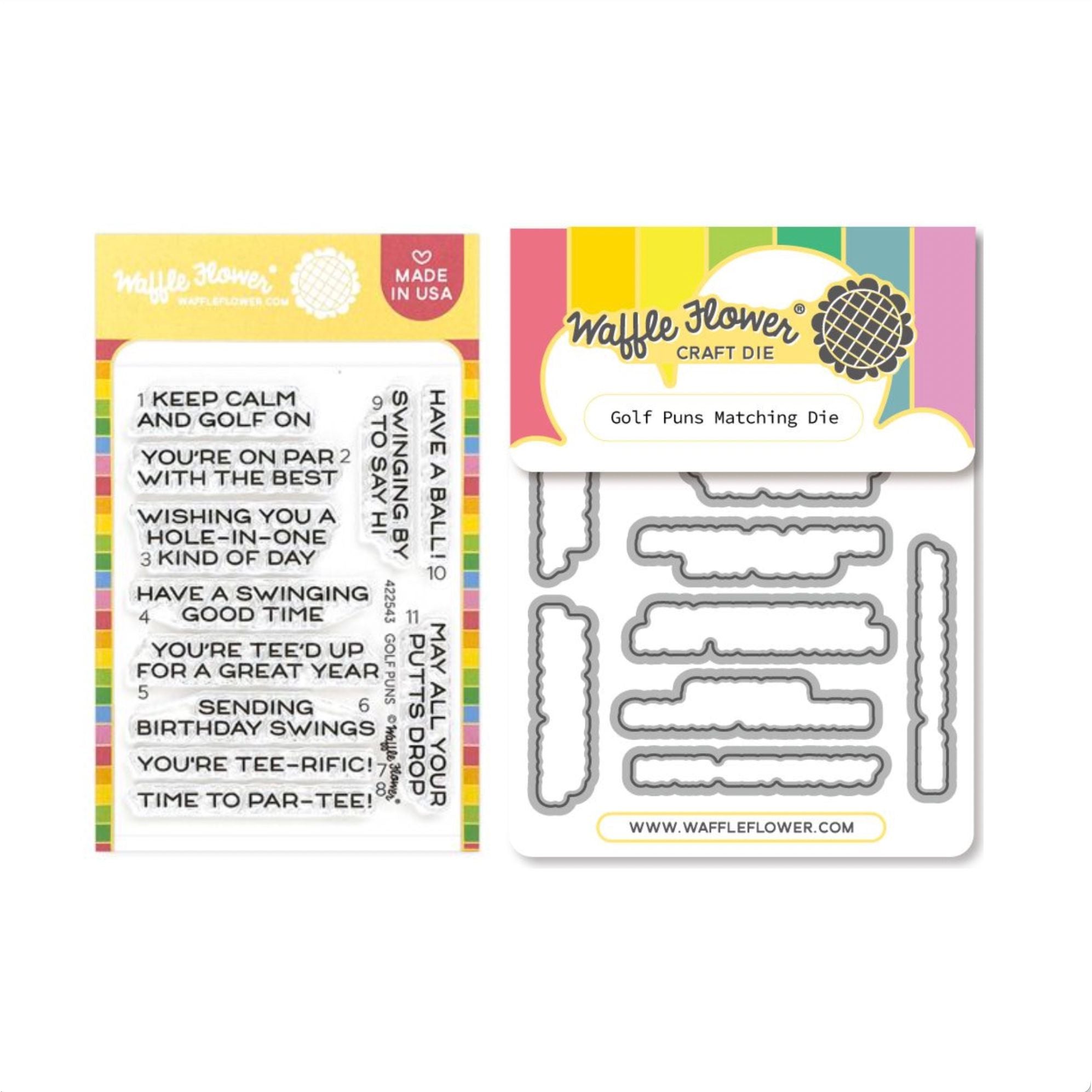 Waffle Flower Golf Puns Clear Stamp and Die Set