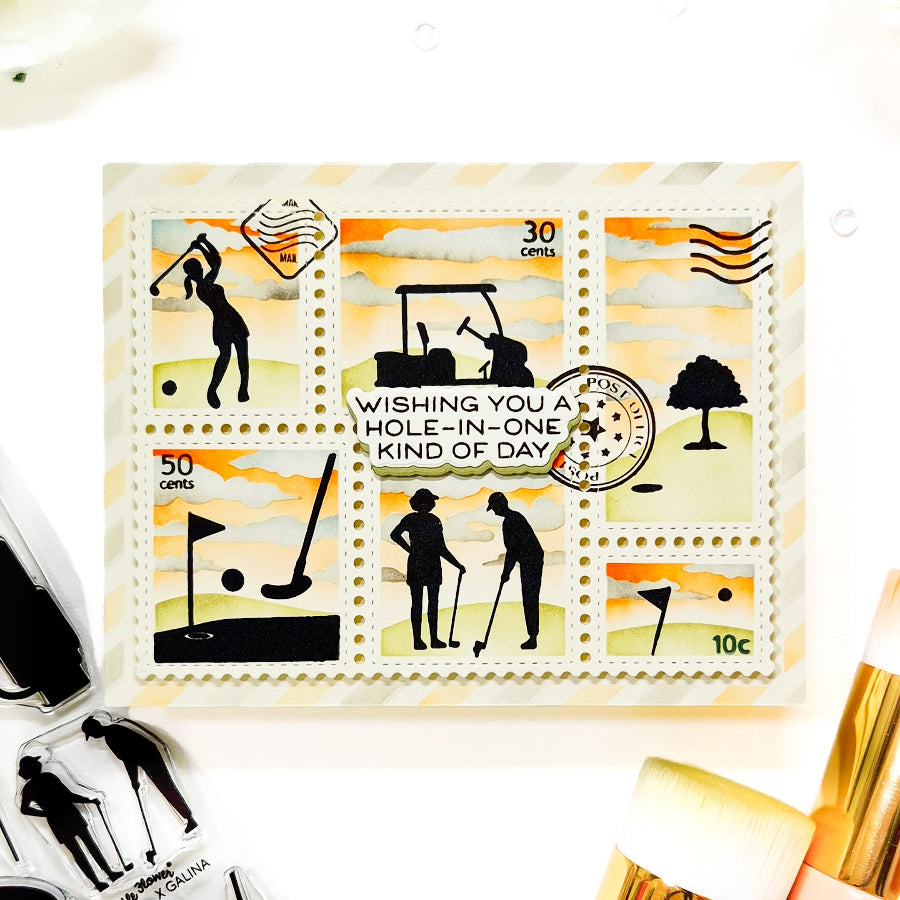 Waffle Flower Golf Puns Clear Stamp and Die Set wishing you a great day card