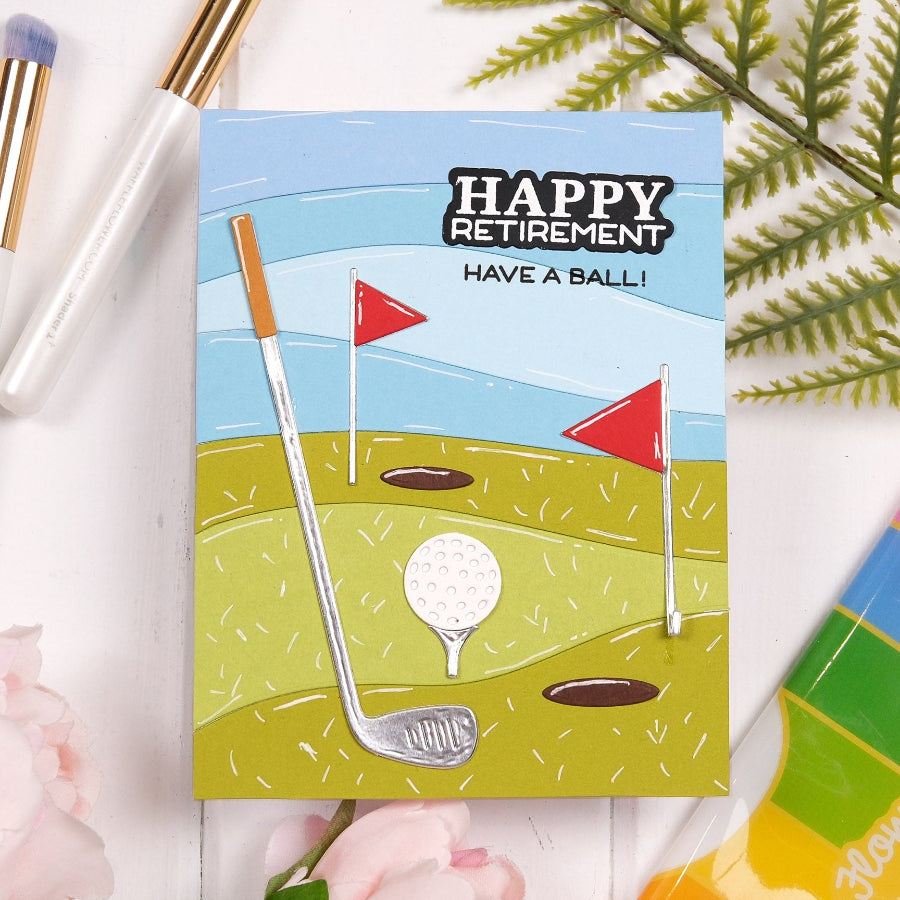 Waffle Flower Golf Puns Clear Stamps 422543 have a ball card