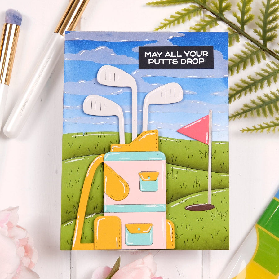 Waffle Flower Golf Puns Clear Stamps 422543 red flag card