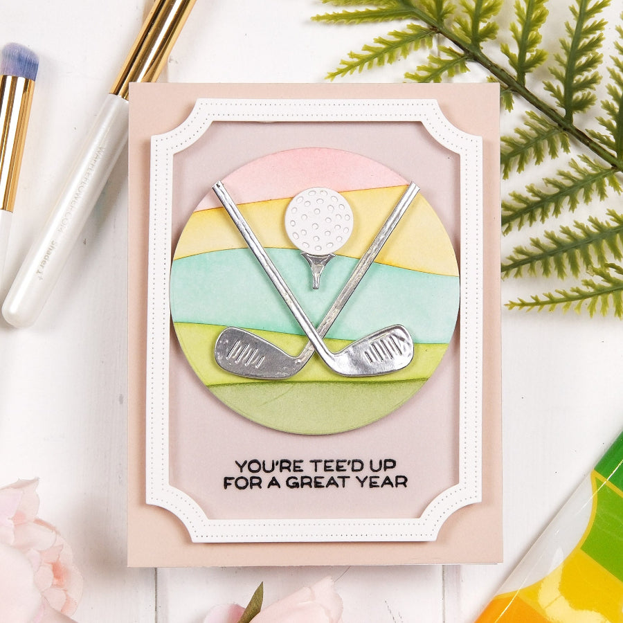 Waffle Flower Golf Puns Clear Stamps 422543 silver golf clubs card