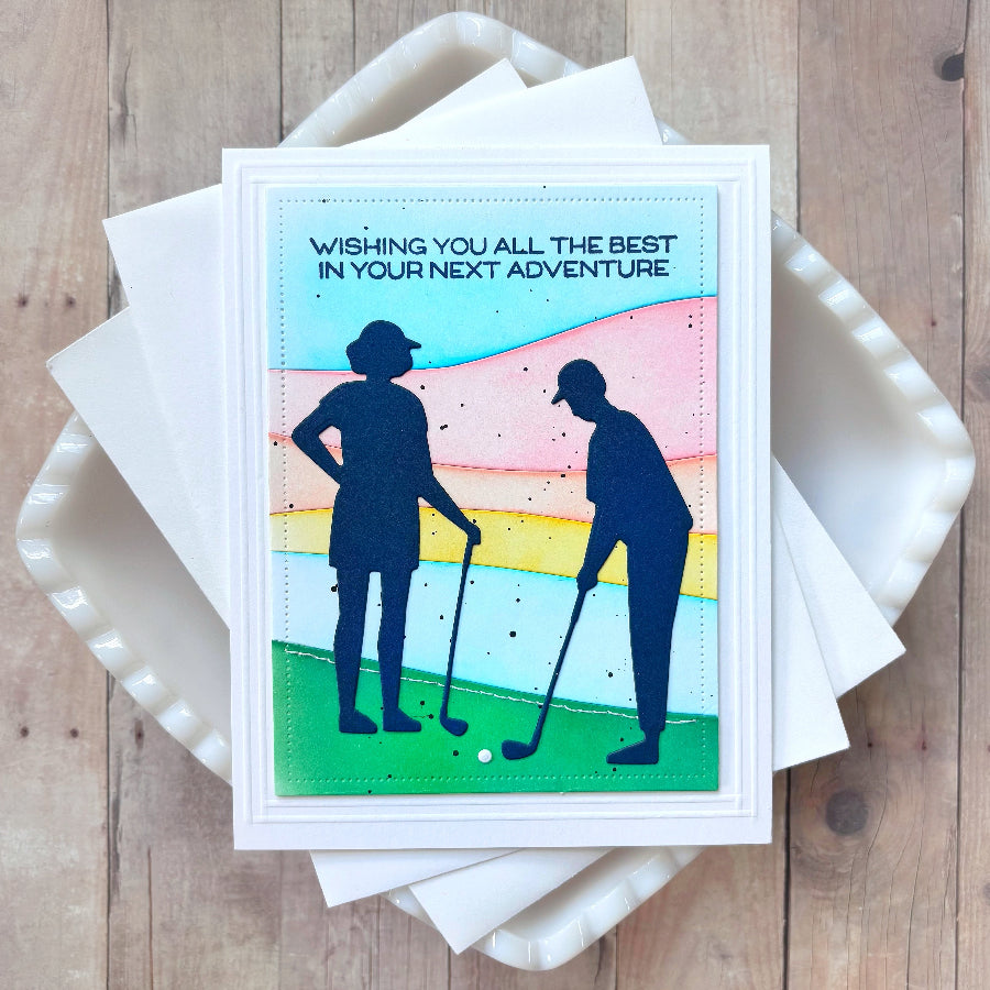 Waffle Flower Golfing Silhouettes Dies 422542 wishing you the best card