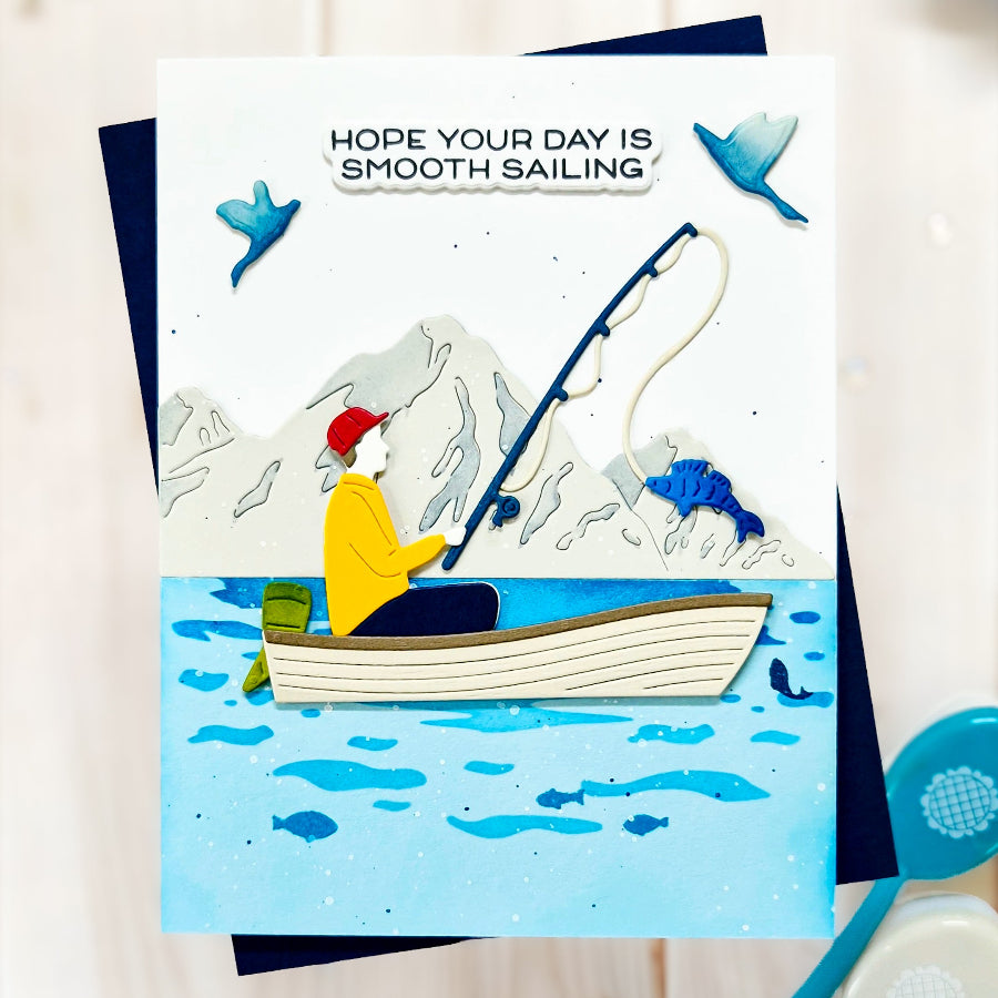 Waffle Flower Gone Fishing Dies 422556 hope your day is smooth sailing card
