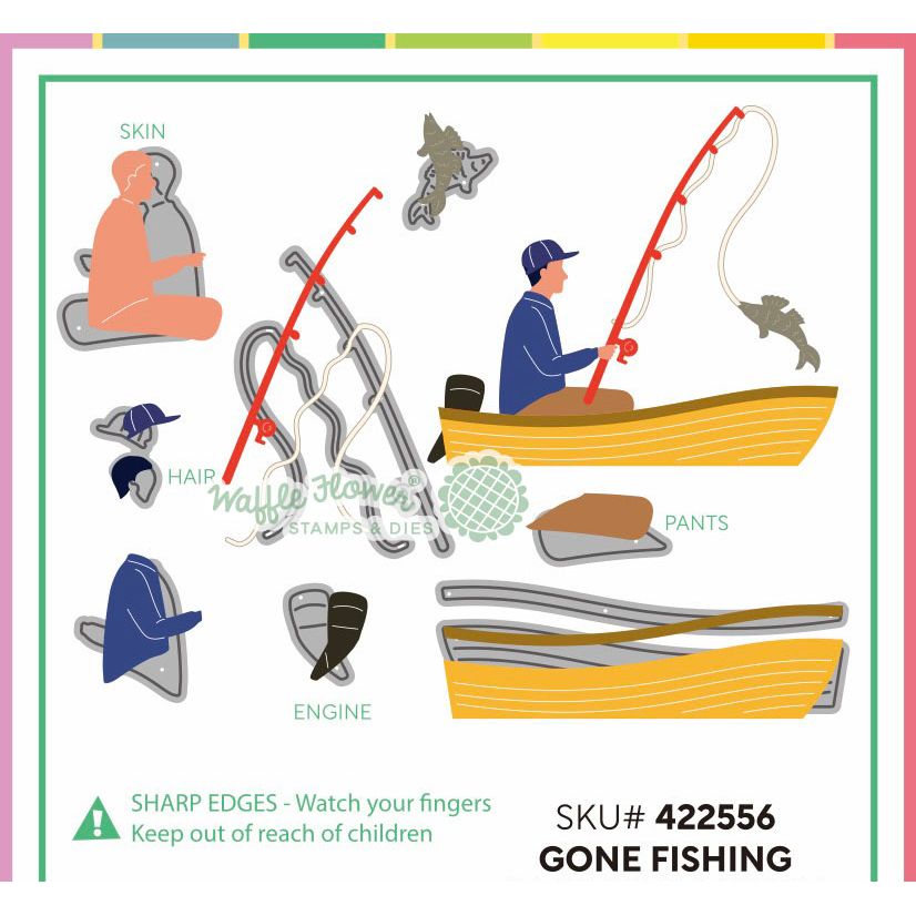 Waffle Flower Gone Fishing Dies 422556 layering guide