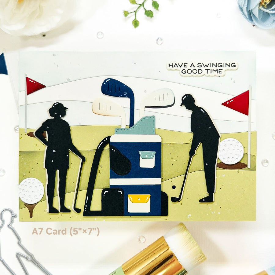 Waffle Flower Gone Golfing Dies 422540 have a good time card
