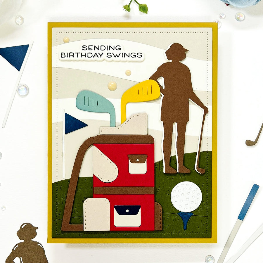 Waffle Flower Gone Golfing Dies 422540 sending birthday swings card