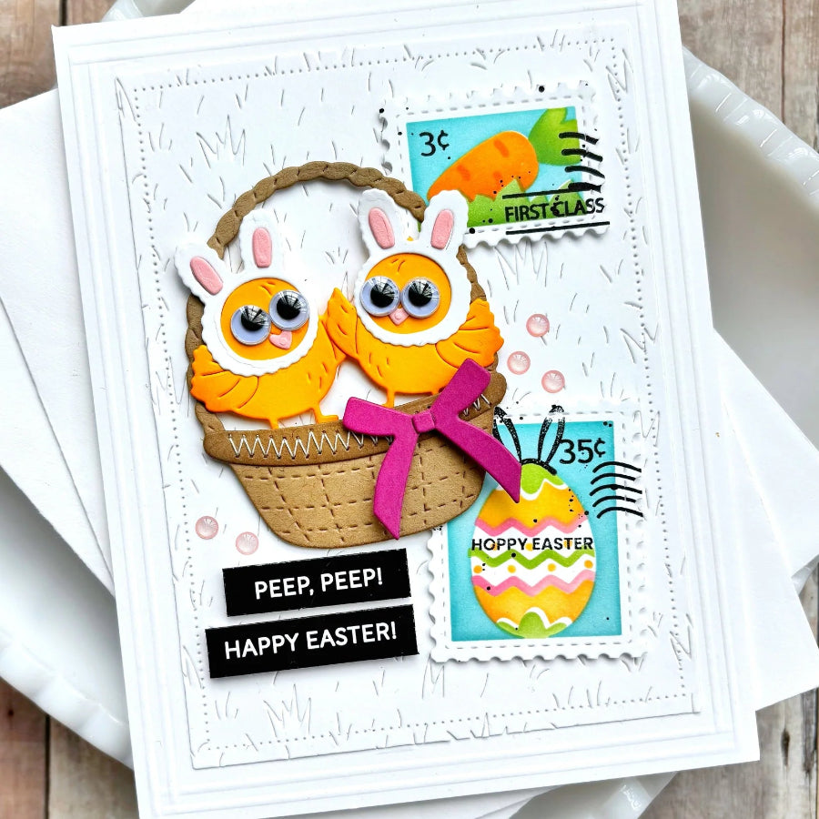 Waffle Flower Grass Texture Die 422399  chicks with googly eyes