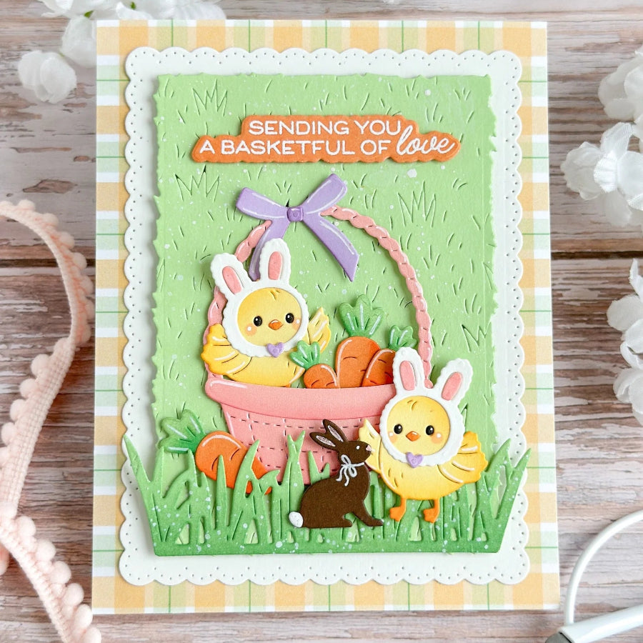 Waffle Flower Grass Texture Die 422399 chocolate bunny