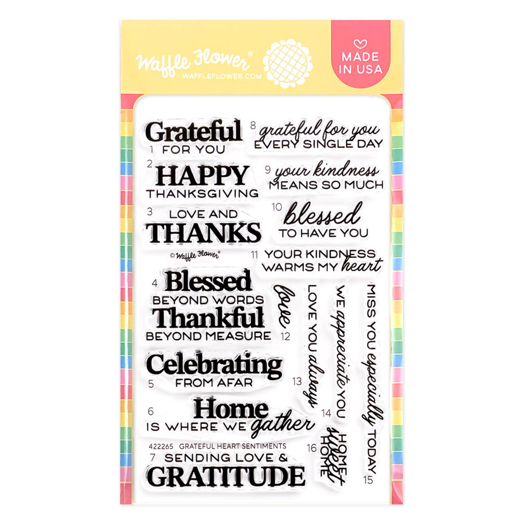 Waffle Flower Grateful Heart Sentiments Clear Stamps 422265