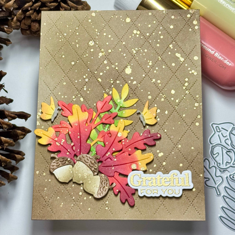 Waffle Flower Grateful Heart Sentiments Clear Stamps 422265 acorns
