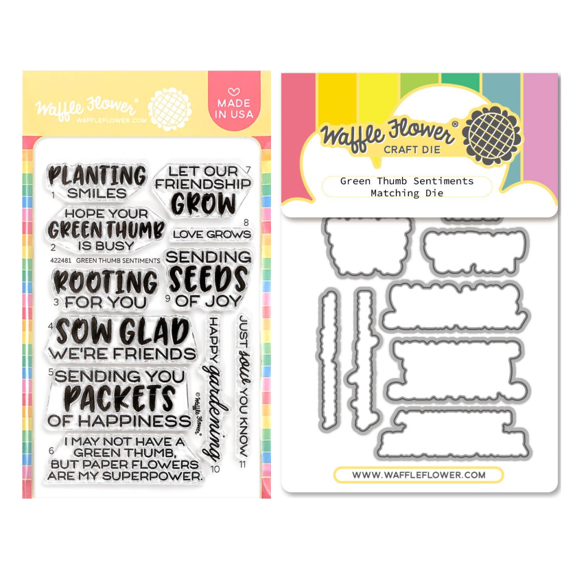 Waffle Flower Green Thumb Sentiments Clear Stamp and Die Set