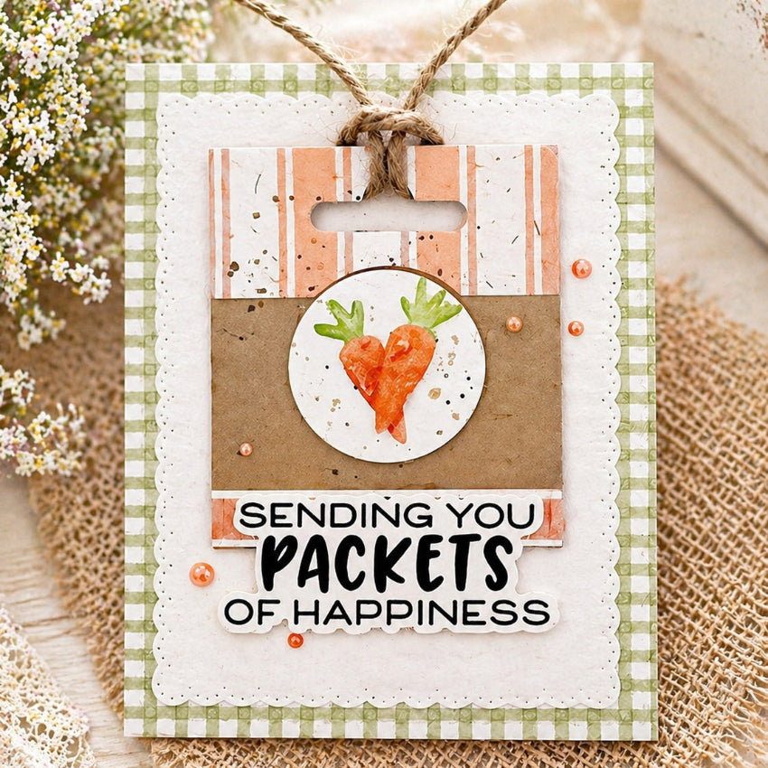 Waffle Flower Green Thumb Sentiments Clear Stamp and Die Set seed packet