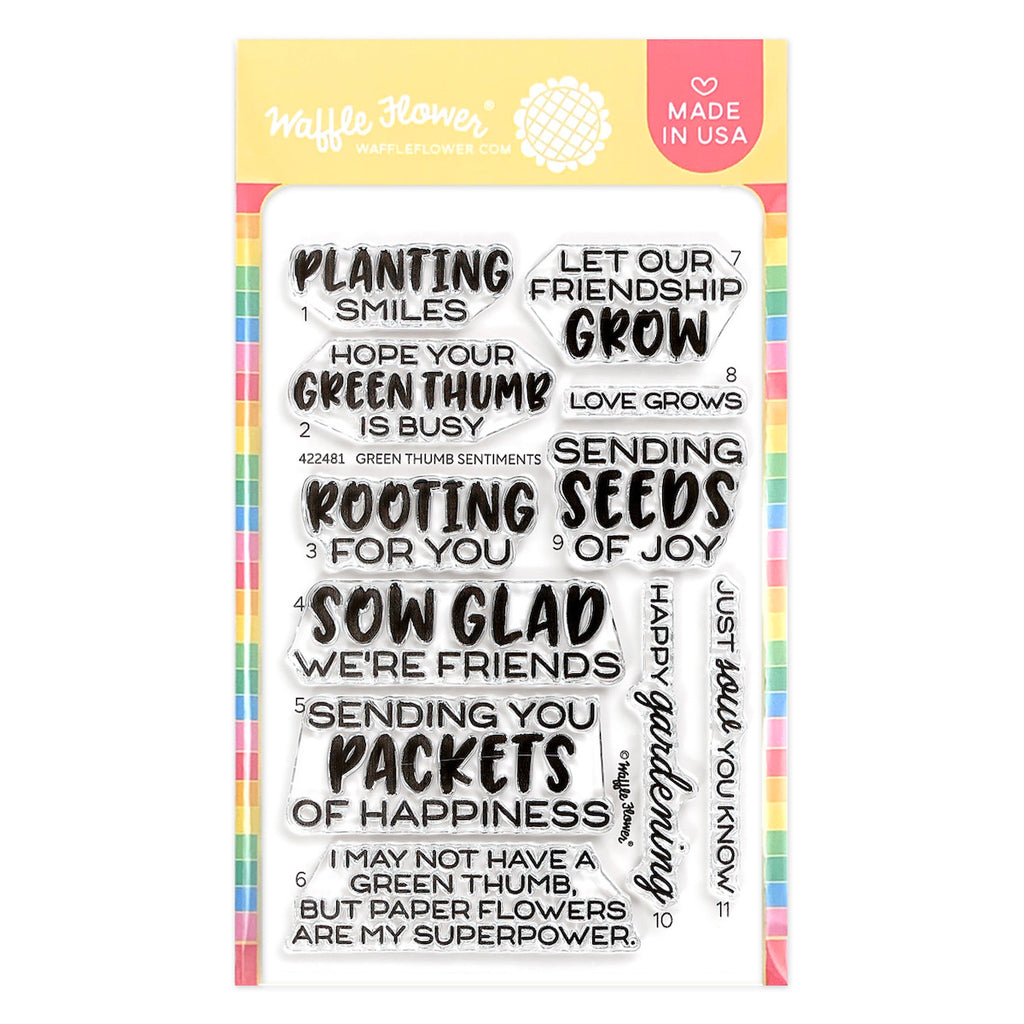 Waffle Flower Green Thumb Sentiments Clear Stamps 422481