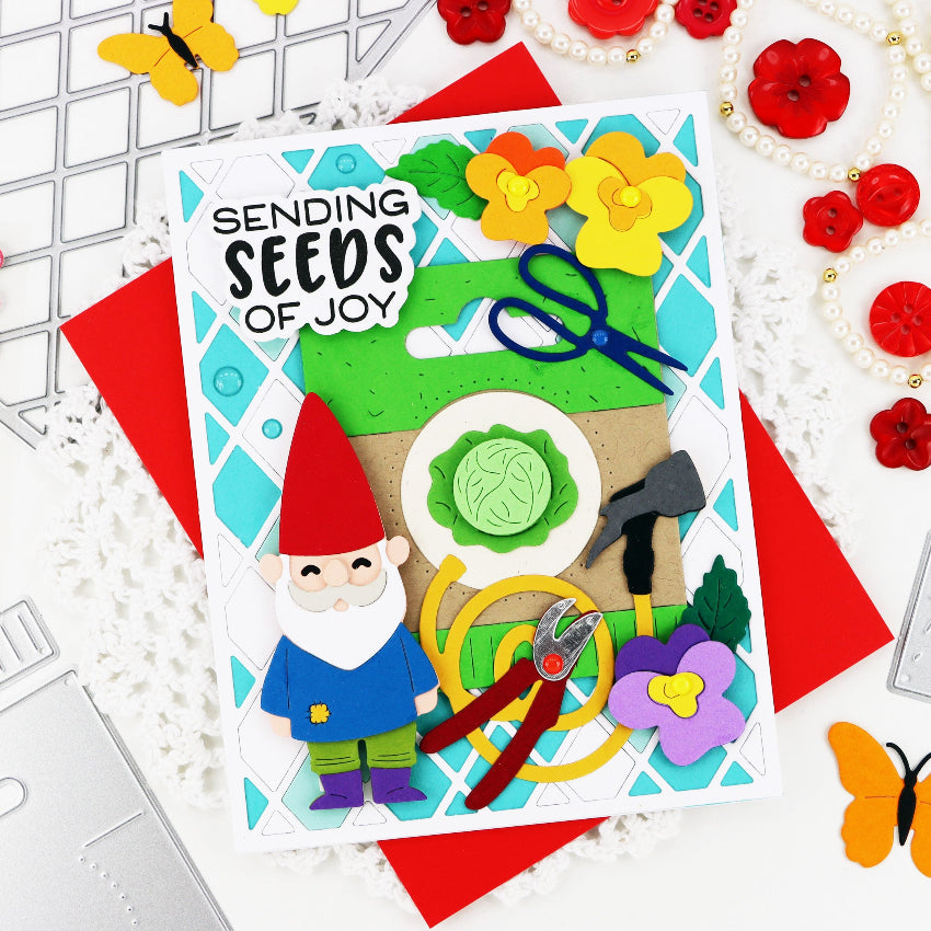 Waffle Flower Green Thumb Sentiments Clear Stamps 422481 garden gnome