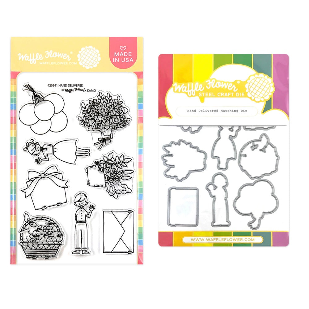 Waffle Flower Hand Delivered Clear Stamps and Die Set