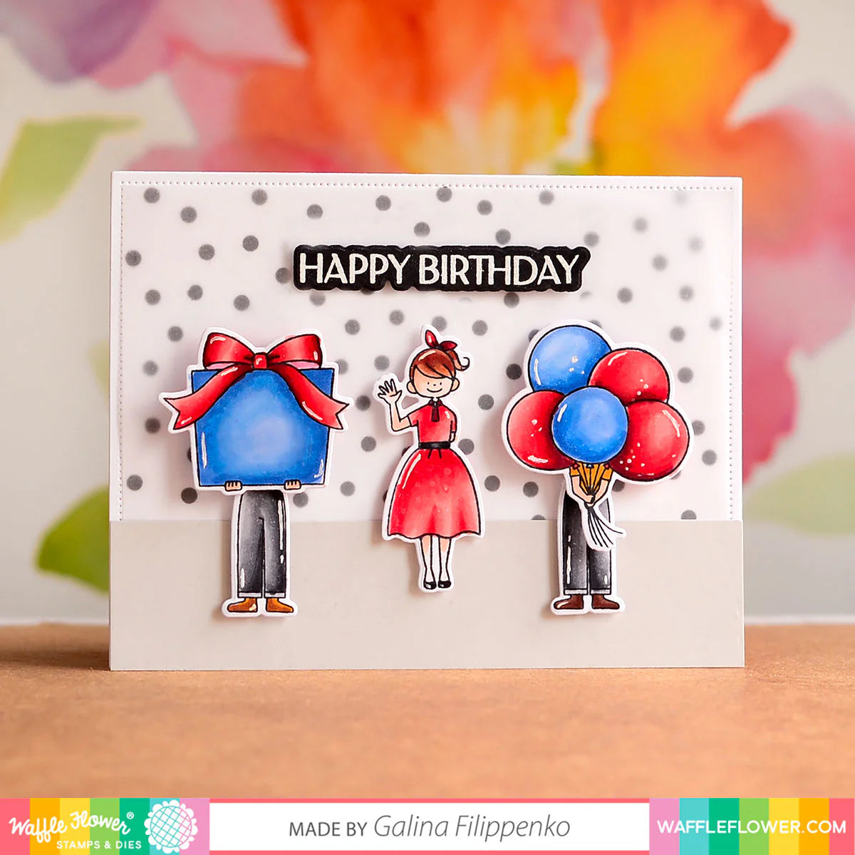 Waffle Flower Hand Delivered Clear Stamps and Die Set WFC941 balloons