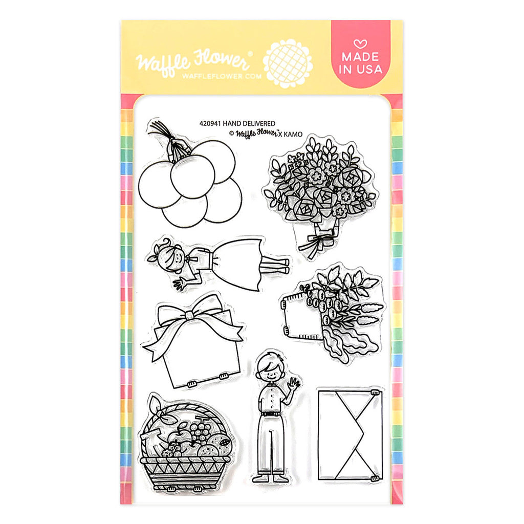 Waffle Flower Hand Delivered Clear Stamps and Die Set stamp