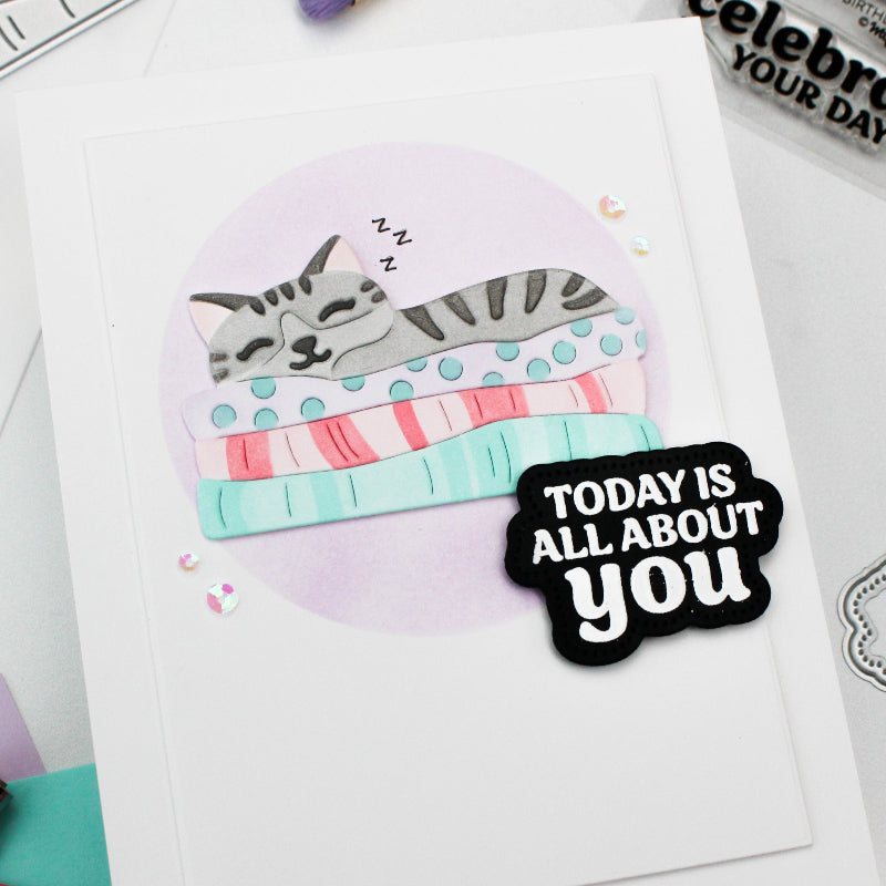 Waffle Flower Happy Birthday Clear Stamps 422045 cute cat