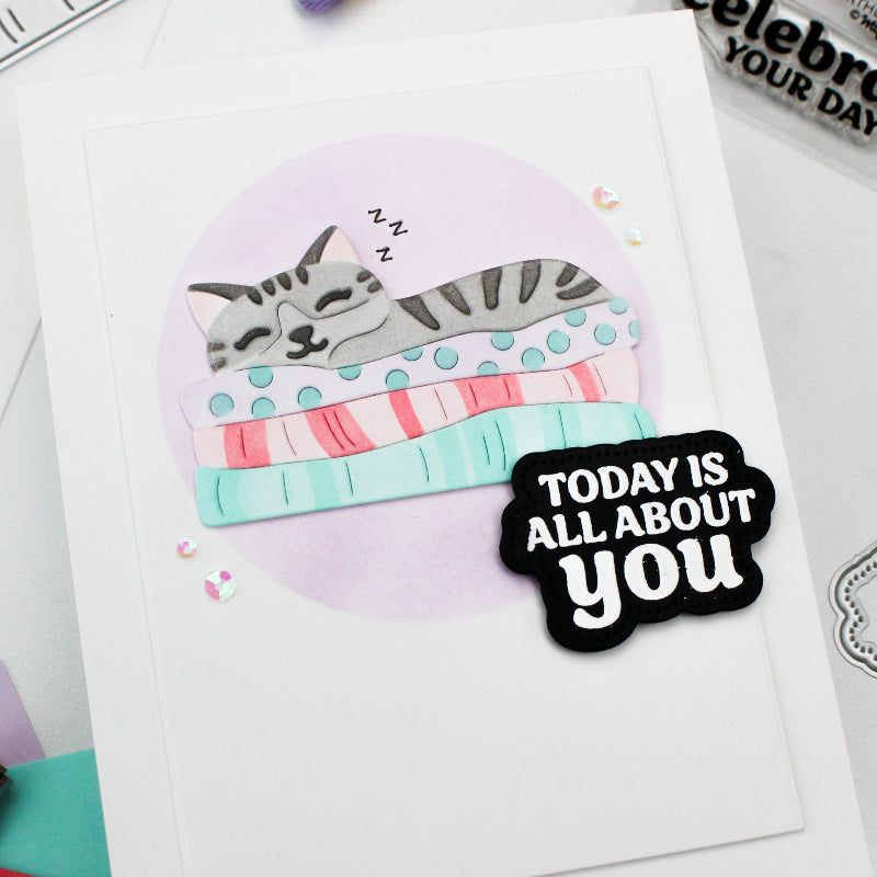 Waffle Flower Happy Birthday and Piercing Die Set cat