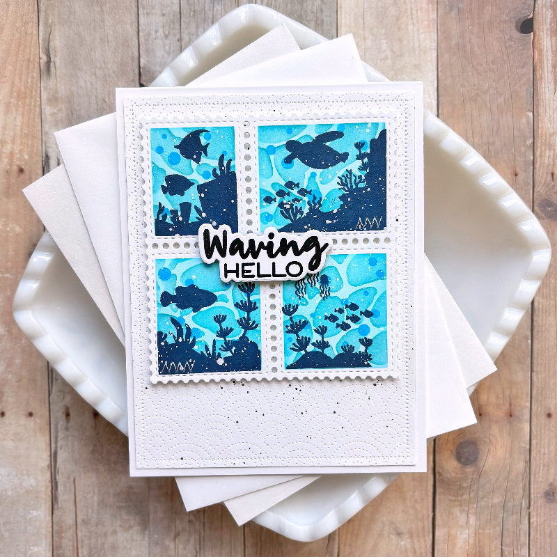 Waffle Flower Happy Bubbles Stencil 422423 shades of blue