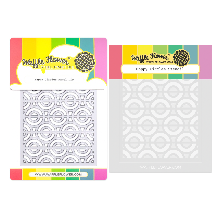 Waffle Flower Happy Circles Panel Die and Stencil Set