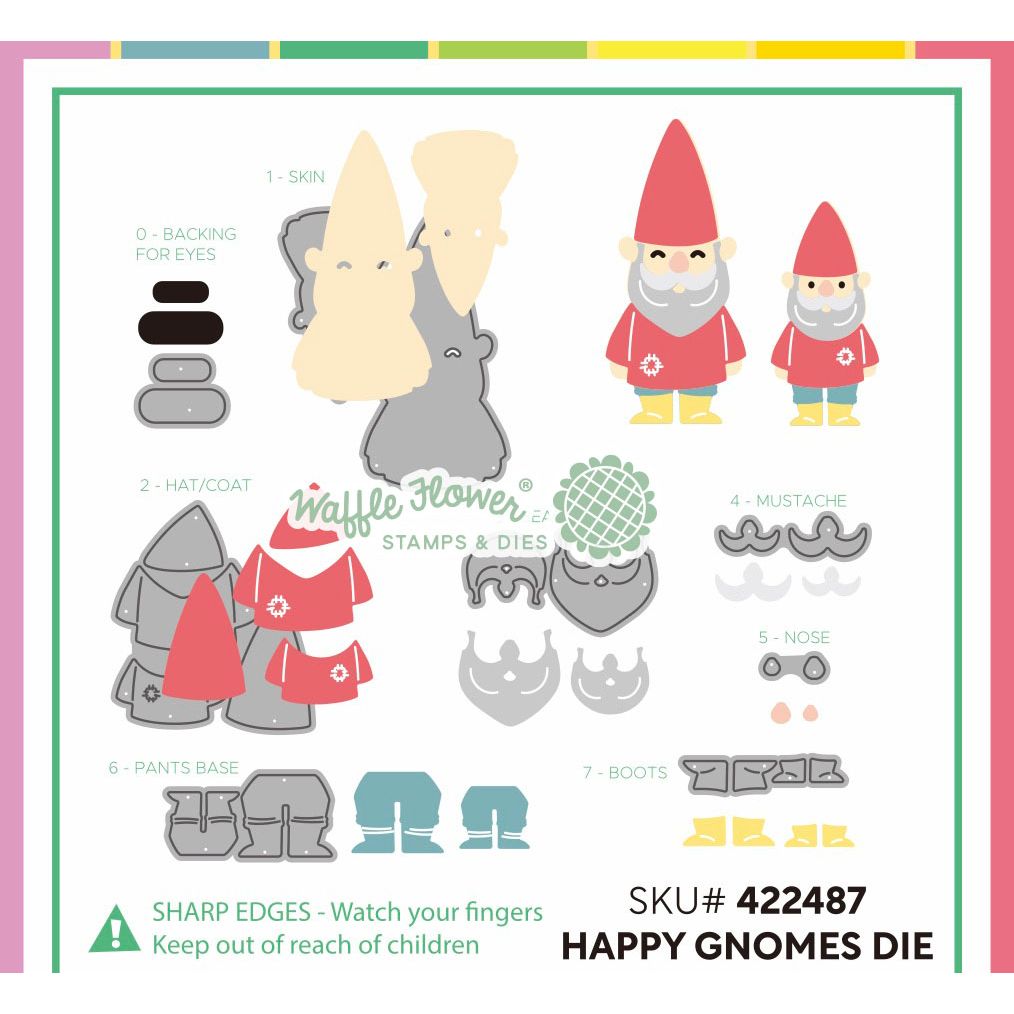 Waffle Flower Happy Gnomes Dies 422487 layering guide