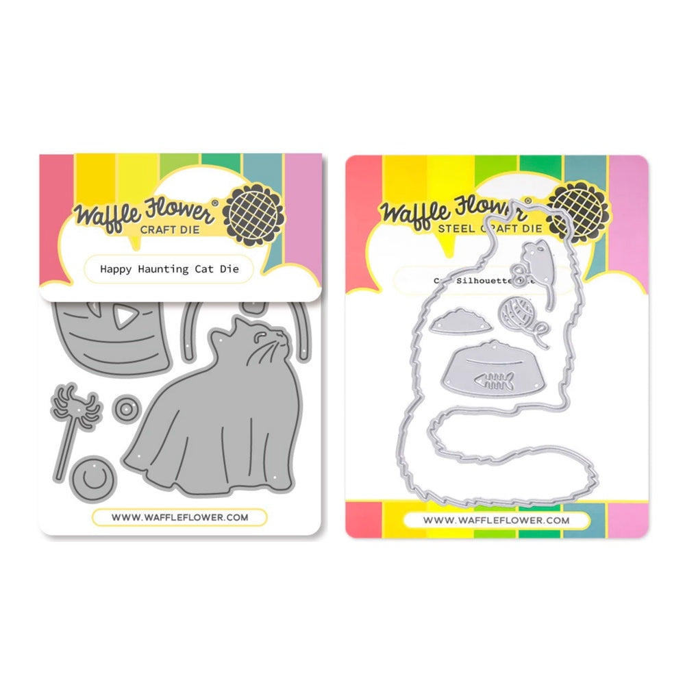 Waffle Flower Happy Haunting Cat and Cat Silhouette Die Set